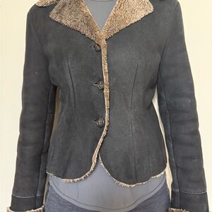 Banana Republic Black and gray Shearling Jacket Medium light and warm